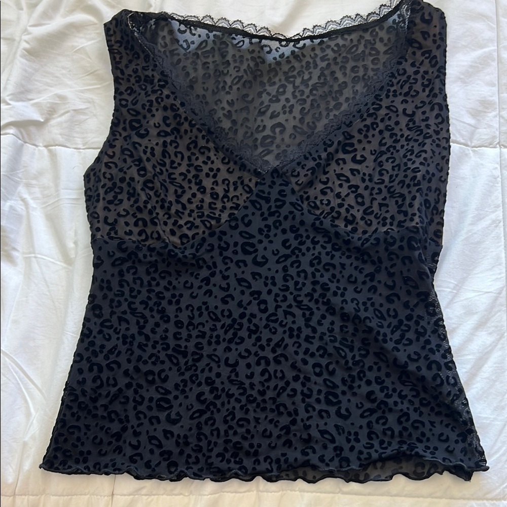 Black Leopard Print Tank Top